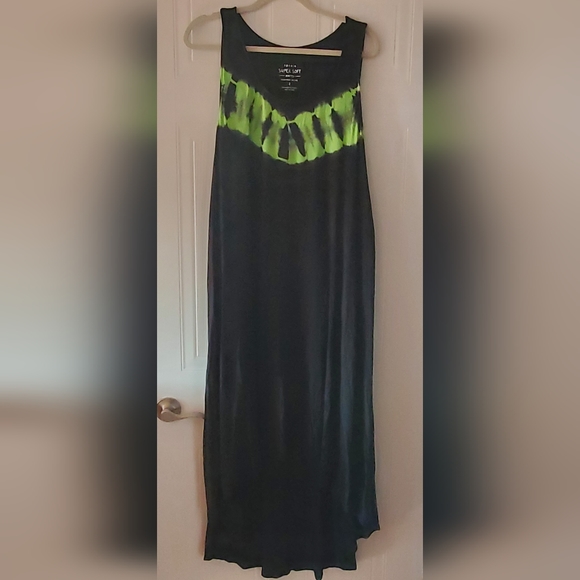 Torrid 2X  New Black/Neon Tie Dye Super Soft Hi Lo Maxi Dress w/Pockets - Picture 2 of 7